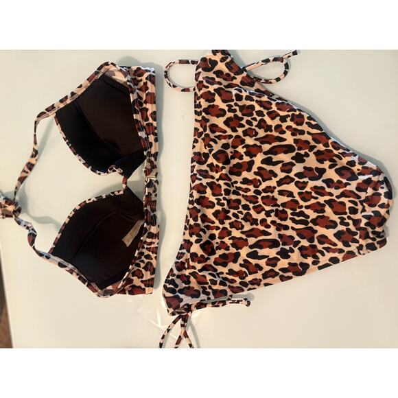Victoria's Secret Animal Print String Bikini Size 34B top/Lg Bottoms Fits Small - Picture 4 of 4